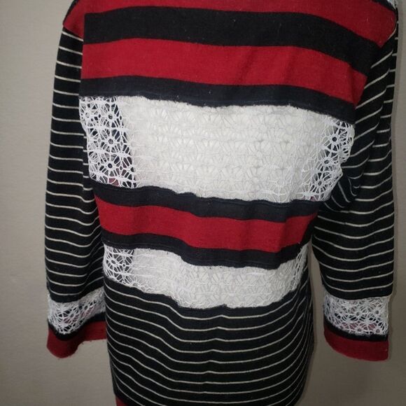 We The Free Black And Red Striped PullOver Sweater size PS - Picture 3 of 7